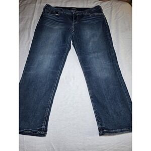 Silver Jeans Suki Capri Womens W32 Blue Denim Stretch.